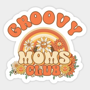 Groovy moms club Retro quote gift for funny mother Vintage floral pattern Sticker